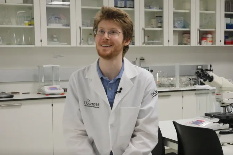 Jason Wallach in his lab at the University of the Sciences in Philadelphia. Wallach is leading research into new psychedelic compounds with scientists from UC San Diego and the Medical College of Wisconsin.