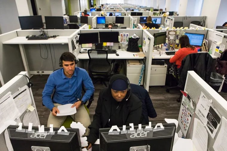 The Benefits Data Trust call center, shown here in pre-pandemic days, closed down on July 25. With its closure, the city lost an important player in the effort to make public benefits more accessible to the Philadelphians who need them, says Pew Charitable Trusts’ Kristin Romens.