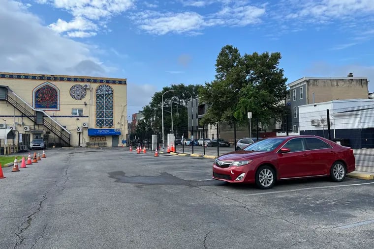 The parking lot of Al-Aqsa Islamic Society in North Philadelphia on Wednesday. Raheem Jefferson, 43, was shot and killed in the parking lot on Tuesday evening. Police are searching for the gunman they say came up behind Jefferson and shot him multiple times.