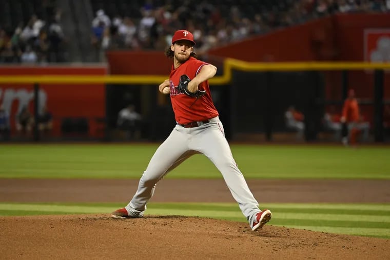 Aaron Nola of the Philadelphia Phillies in action against the