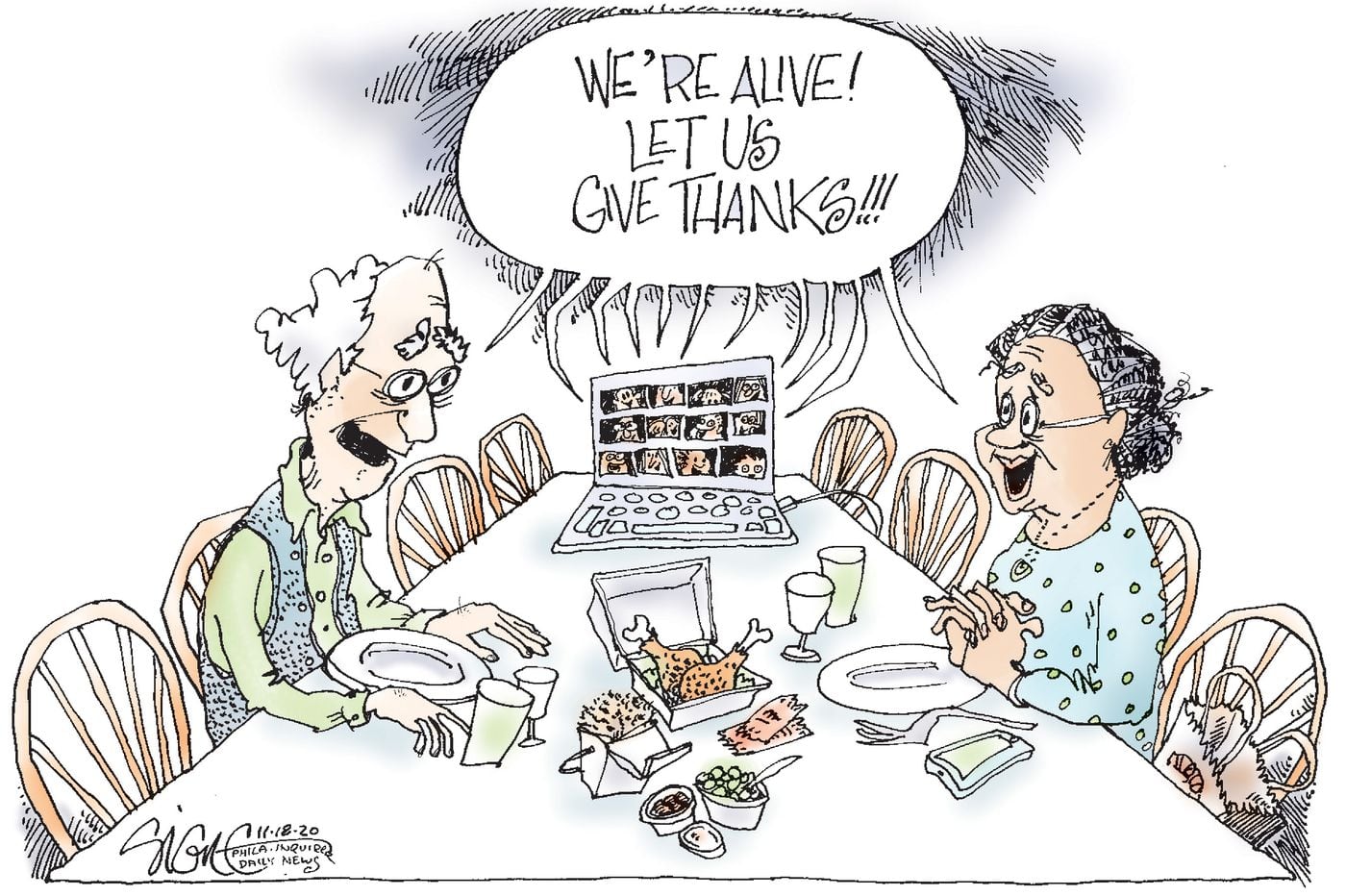 Political Cartoon Giving Thanks At Our Covid 19 Thanksgiving