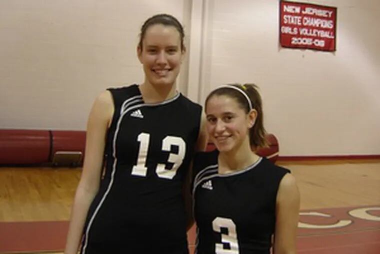 Christina Sexauer (left) is 6-foot; Dana Schwarz, 5-2. Together they&#0039;ve led Cherry Hill East to a 17-3 record.