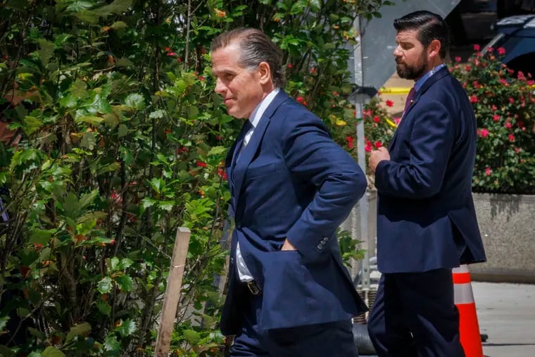 Hunter Biden leaves federal court building in Delaware after a hearing in July 2023.