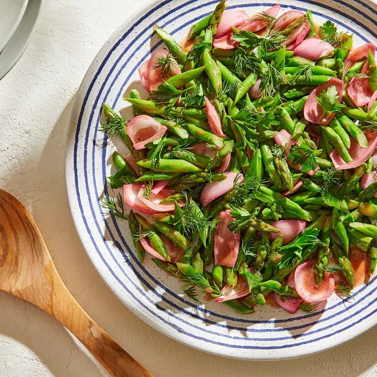 Asparagus Salad With Pickled Spring Onions MUST CREDIT: Tom McCorkle for The Washington Post/food styling by Gina Nistico for The Washington Post