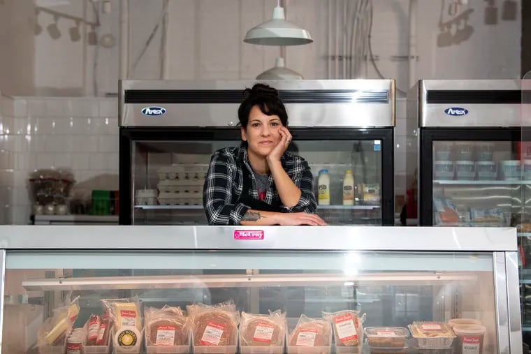 Owner and head butcher Heather Thomason at Primal Supply's Brewerytown location in October 2020.