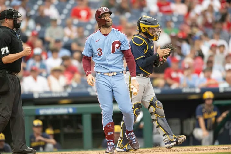Phillies manage only two hits, strike out 13 times in 4-0 loss to the  Milwaukee Brewers
