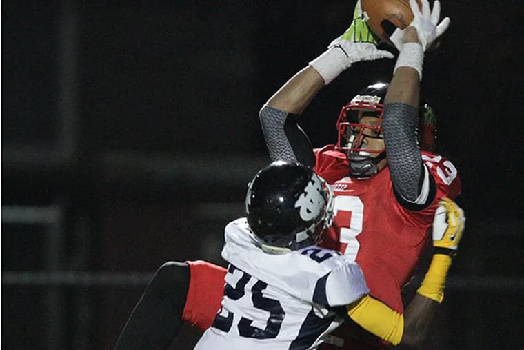 D.J. Moore catching a long pass for Imhotep against West Catholic.