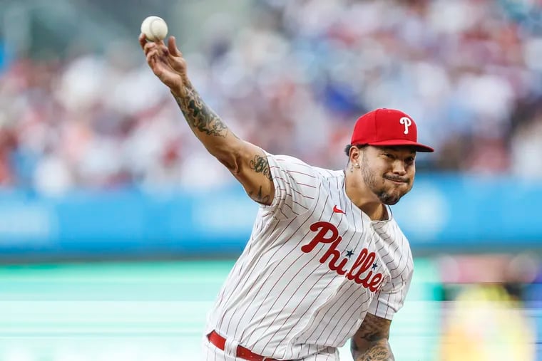 Phillies pitcher Taijuan Walker throws against the Marlins during the first inning at Citizens Bank Park on Tuesday.