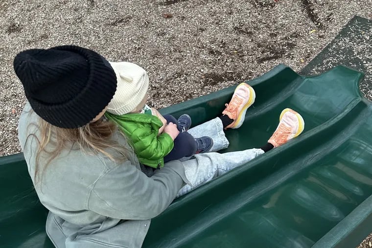 The author and her son at the playground.