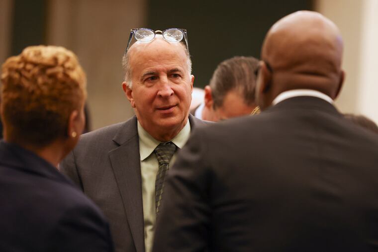 Councilmember Mark Squilla before Mayor Parker’s first budget address in Philadelphia City Council chambers on Thursday, March 14, 2024.