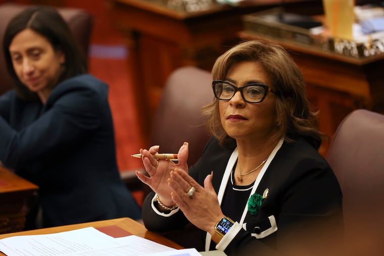 City Councilmember Quetcy Lozada sits in City Council chambers during a meeting in March.