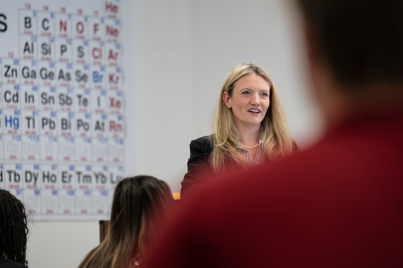 Joanne Campbell, assistant professor of sociology and co-chair of the faculty council at Rosemont, teaches an intro to sociology class on campus. 