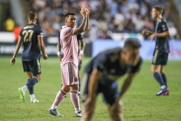 Lionel Messi applauds fans during his visit to Subaru Park last year.