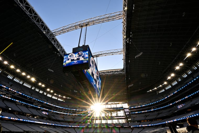 The roof is seen open at AT&T Stadium prior to an NFL football game between the Dallas Cowboys and the Houston Texans, Monday on Nov. 18 in Arlington.