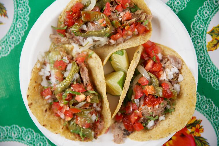 Lamb barbacoa and pancita tacos from at South Philly Barbacoa, now located in Casa Mexico at 1134 S. 9th St.