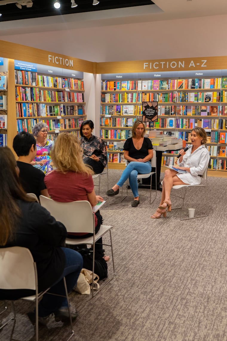 Shari Bayer moderates a panel discussion with Aimee Olexy, Chutatip “Nok” Suntaranon, and Aliza Green at Barnes & Noble in Center City on Monday.