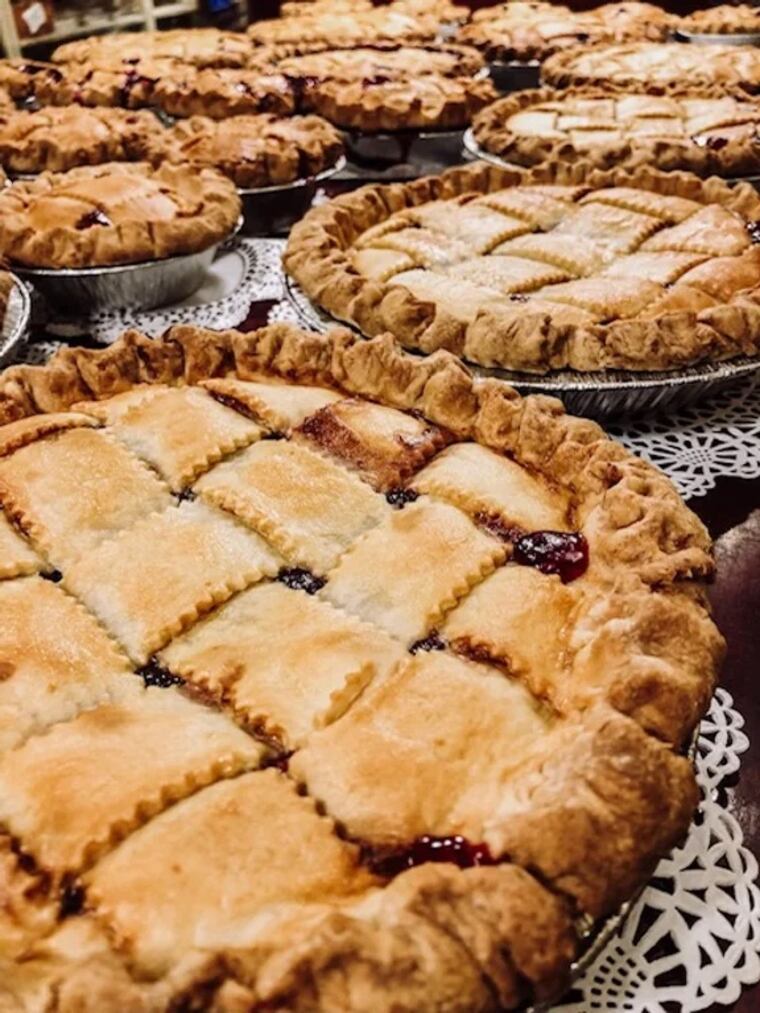 The Bakery House has a line of customers waiting for pies during the holidays.