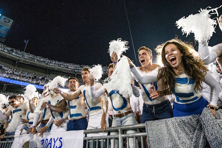 Fans cheer during the annual Penn State White Out game in 2019. 