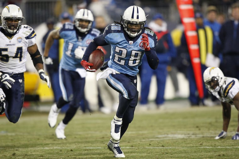 Former Titans running back Chris Johnson set a new NFL record for scrimmage yards in a season in 2009.