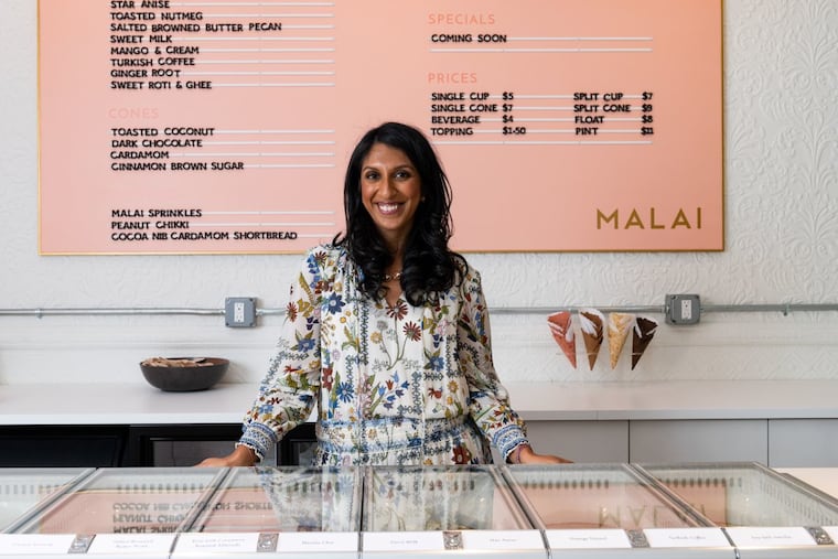 Malai founder Pooja Bavishi at the Brooklyn flagship ice cream shop.