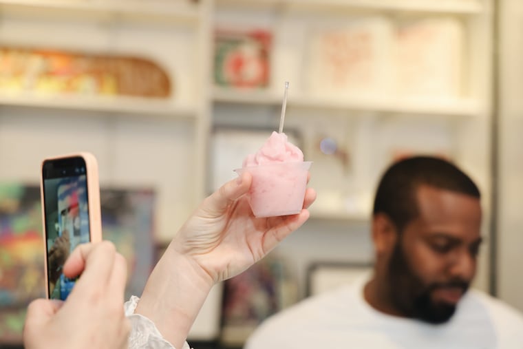 Galen Thomas serves gelato at his new shop Cloud Cups in Fishtown.