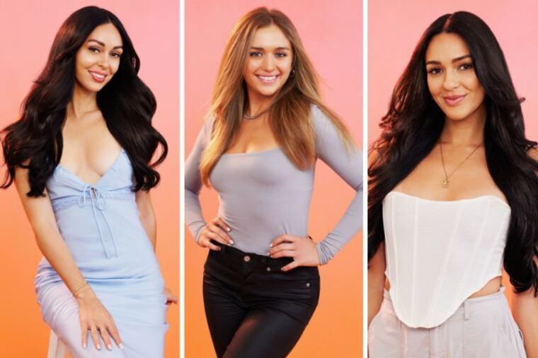 Allison Hollinger (left), Lanie Latsios (center), and Lauren Hollinger (right) are three Philadelphia women who will be competing for the heart of Graziadei, of Collegeville, on season 28 of "The Bachelor," which premieres Jan. 22, 2024.