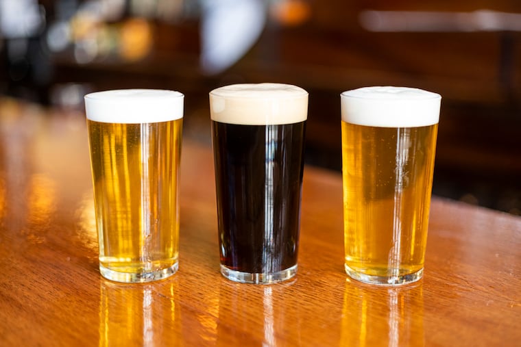 (From left to right) The Morning Swim, Living Thing, and Mount Pleasant Beers are three of the house beers at the Meetinghouse in Philadelphia, Pa., on Wednesday, Nov., 8, 2023.