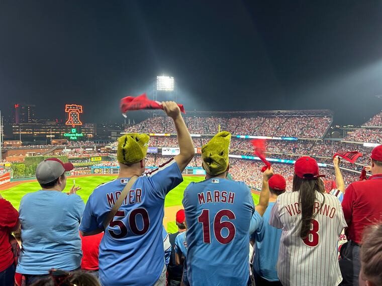 Phillies fans cheer during Game 2 of the wild-card series at Citizens Bank Park. 