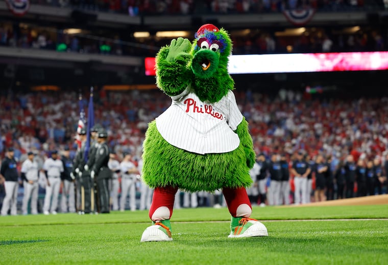 The Phillie Phanatic will have to wait until Game 3 before the team returns to Citizens Bank Park. 