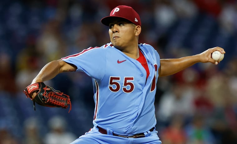 Phillies pitcher Ranger Suarez throws the baseball against the New York Mets on Thursday, Sept. 21, 2023 in Philadelphia.