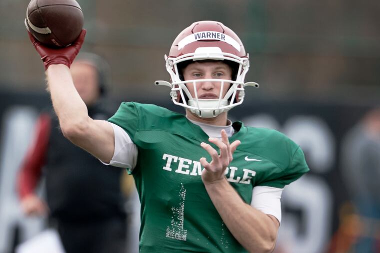 Temple quarterback E.J. Warner hopes to improve on last year's 3-9 season. 