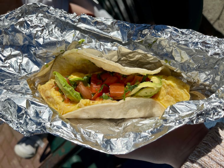 A to-go Jaco breakfast taco in Media.