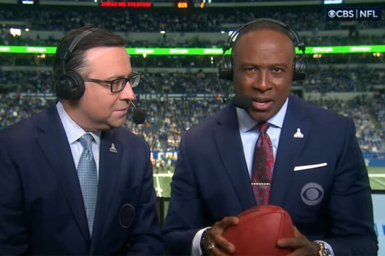 Ian Eagle (left) and Charles Davis will call Eagles-Giants Sunday on CBS.