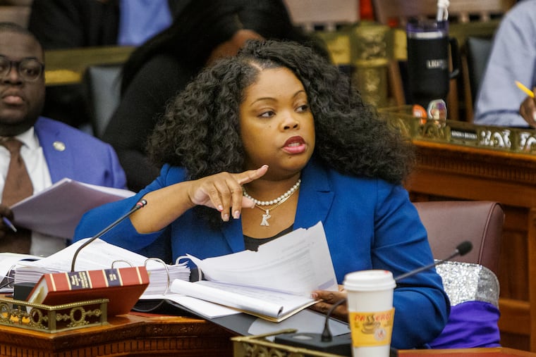 City Council Majority Leader Katherine Gilmore Richardson asks questions during public hearing about the arena in November.