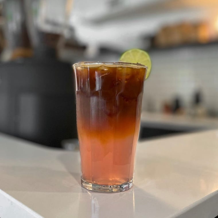 The Geraldine espresso spritz is made with a sage-grapefruit syrup.