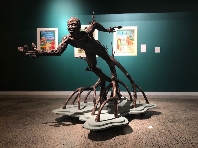 Osain, espí­ritu del bosque africano, Spirit of the African Forest, by Samuel Lind at Taller Puertorriqueño in 2019.