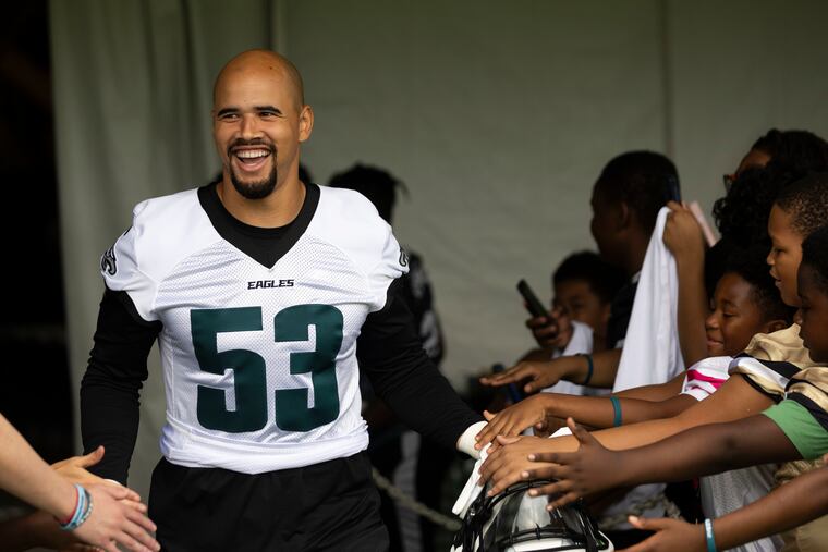 Eagles linebacker Zack Baun is  a contender to start in the middle for the Eagles. 