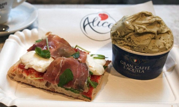 Alice in Center City offers pizzas and Gran Caffe L'Aquila gelato.