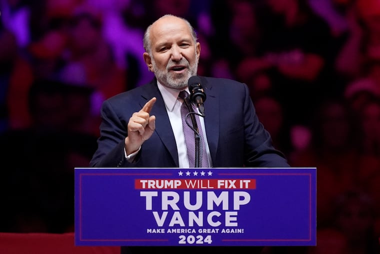 Howard Lutnick speaks before Republican presidential nominee former President Donald Trump at a campaign rally at Madison Square Garden, Sunday, Oct. 27, 2024, in New York. 