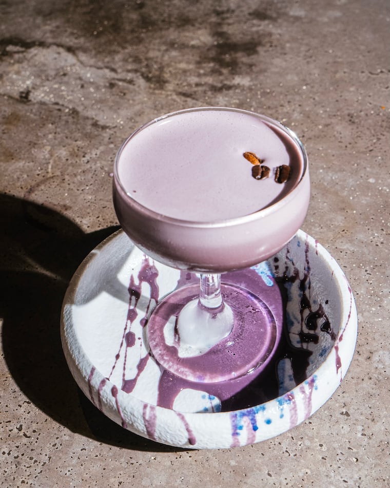 The ube martini at Banh Mi & Bottles, 712-14 South St., Philadelphia.