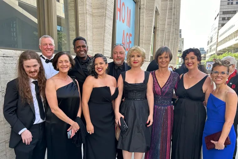 The Wilma Theater brought a group of 10 the 77th Annual Tony Awards on June 16, 2024 to receive the 2024 Regional Theatre Tony Award. Back row, from left: Jeff Harbison, Linsday Smiling, and Yury Urnov. Front row, from left: Ian Harbison, Val Akoosh, Leigh Goldenberg, Morgan Green, Blanka Zizka, Kellie Mecleary, and Katherine Kelton.