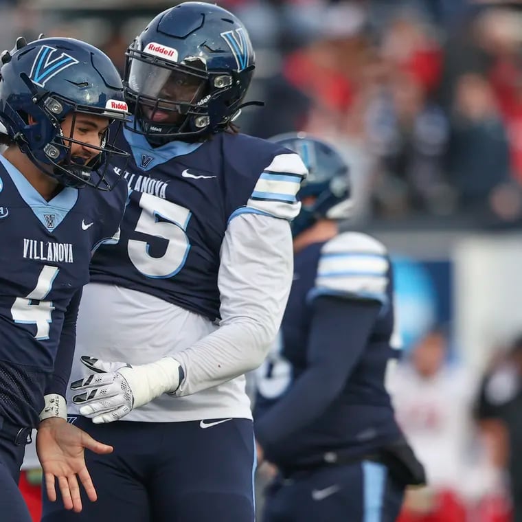 Villanova quarterback Connor Watkins (left) threw for 247 yards and two touchdowns in the Wildcats' rout of Colgate on Saturday in Hamilton, NY.