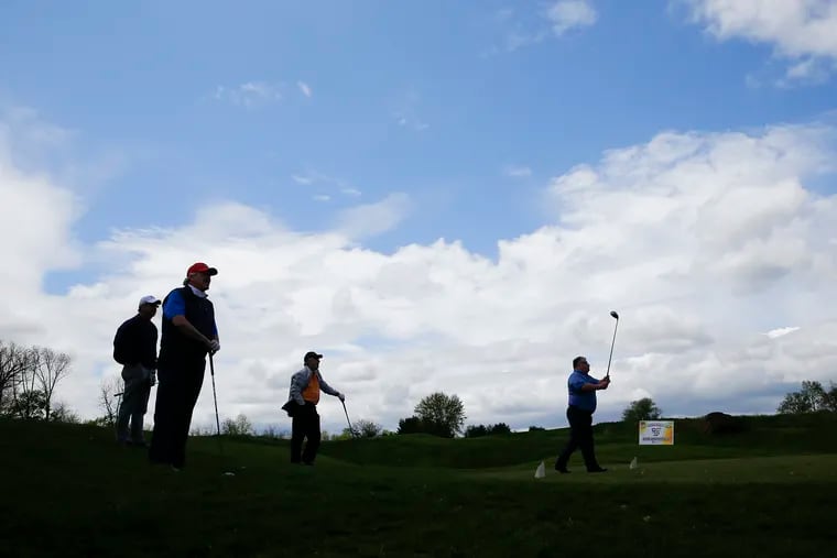 A foursome starts their round of golf at the Golf Course at Glen Mills on Friday, May 1. Pennsylvania and New Jersey have allowed golf courses to reopen.