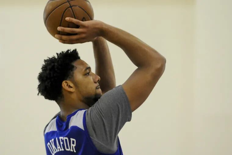 WATCH: Sixers top pick Jahlil Okafor throws out first pitch at