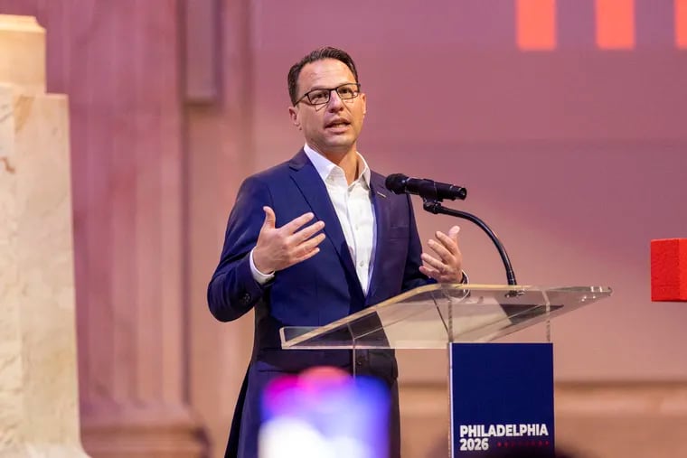 Gov. Josh Shapiro, speaks at an event in Philadelphia in May. He is one of several candidates under consideration to become Vice President Kamala Harris' running mate.