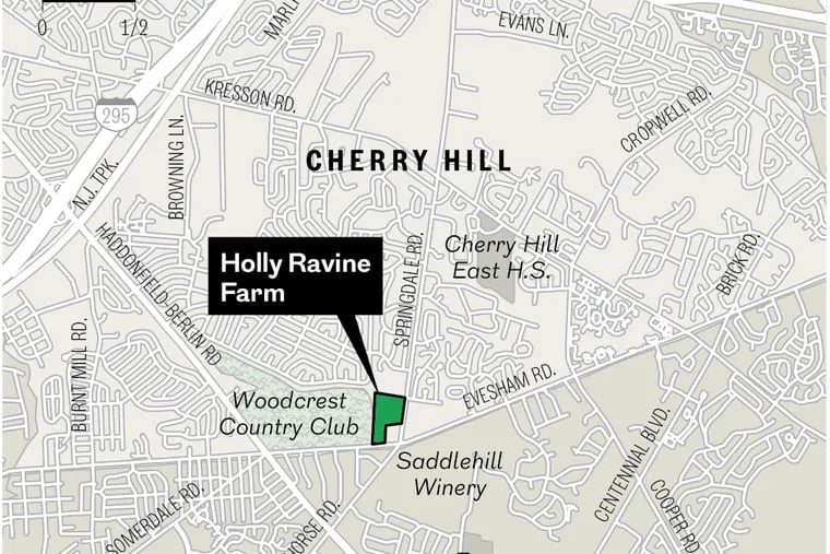 Locator map of Holly Ravine Farm in Cherry Hill