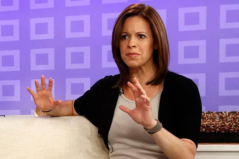 This image released by NBC shows co-hosts, from left, Al Roker, Savannah Guthrie, and Matt Lauer, talking with weekend correspondent Jenna Wolfe as she announces that she is pregnant during the "Today" show in New York on Wednesday, March 27, 2013. Wolfe, who is expecting a baby in August with her partner, NBC News foreign correspondent Stephanie Gosk, will chronicle her pregnancy experience on a blog. (AP Photo/NBC, Peter Kramer)