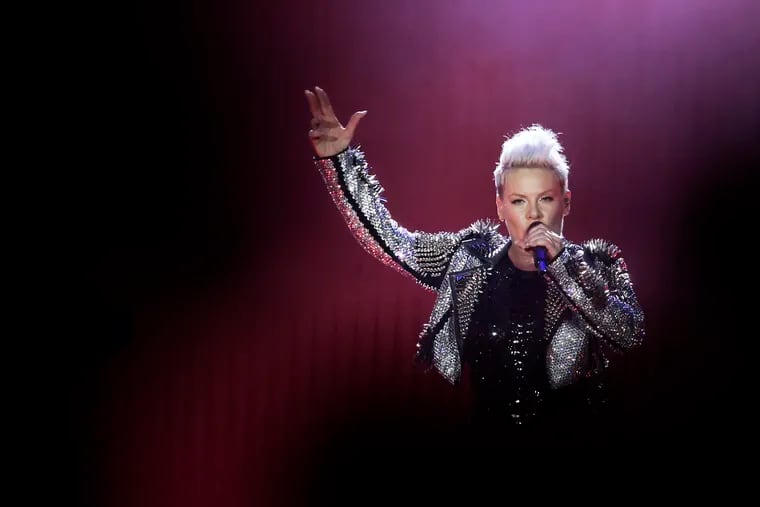 Pink performs during P!NK’s Summer Carnival 2024 at Lincoln Financial Field in Philadelphia on Sunday, August 18, 2024.