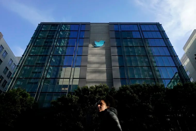 Twitter headquarters is shown in San Francisco, Friday, Oct. 28, 2022. Elon Musk has taken control of Twitter after a protracted legal battle and months of uncertainty. The question now is what the billionaire Tesla CEO will actually do with the social media platform. (AP Photo/Jeff Chiu)