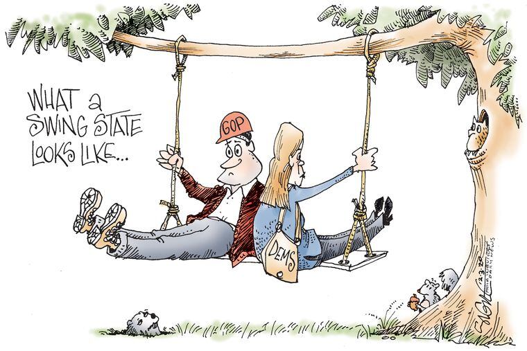 Political Cartoon: Swing states swing